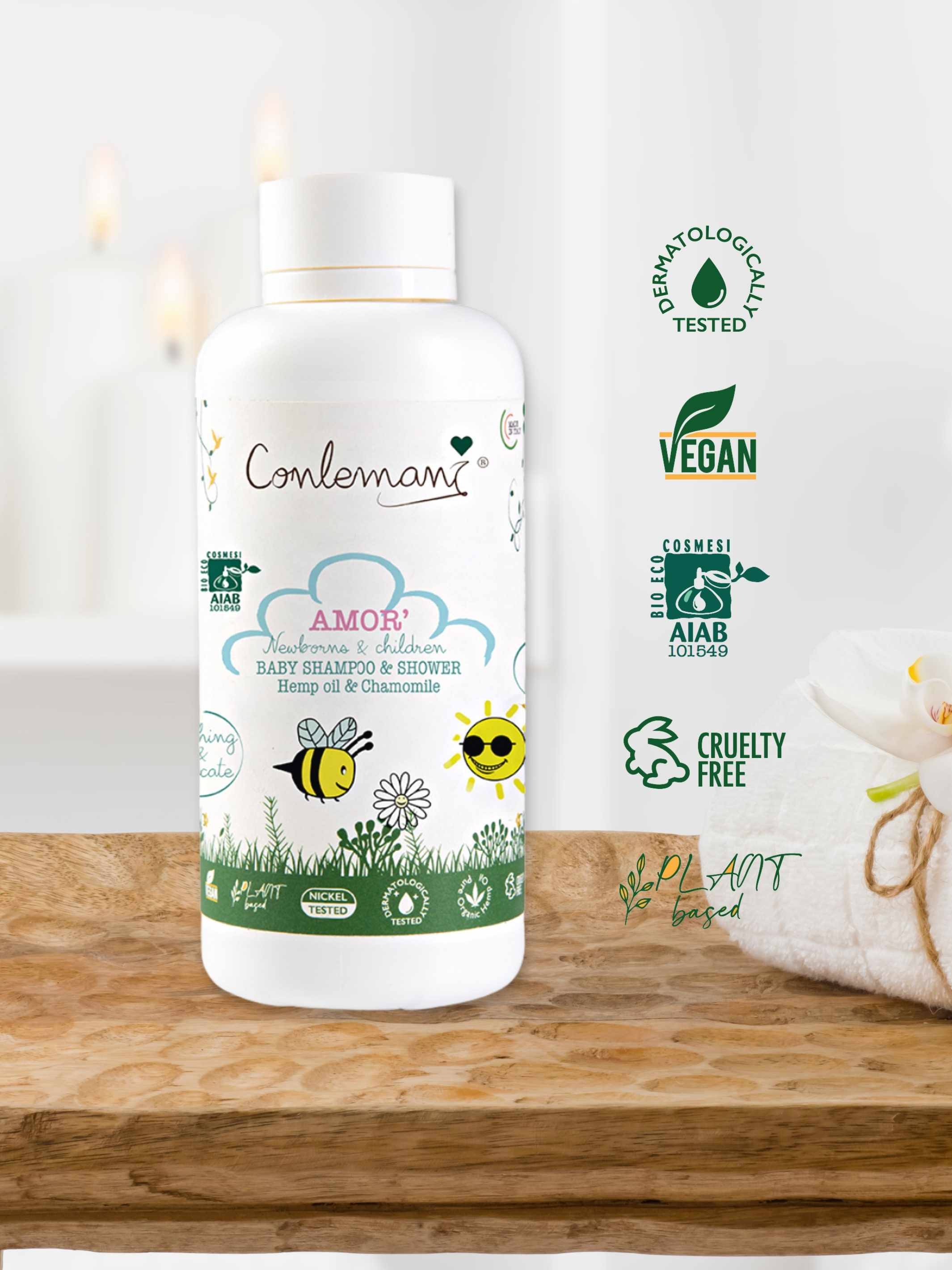 Baby friendly hemp oil and camomile shampoo and shower gel