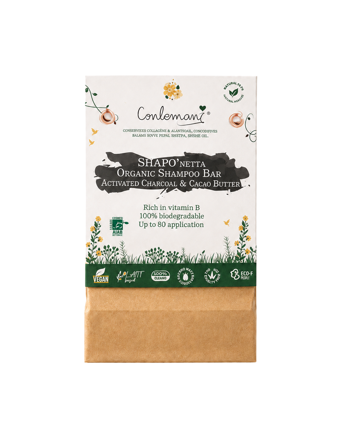 Shapo’netta Organic Shampoo Bar - Activated Charcoal & Cacao Butter