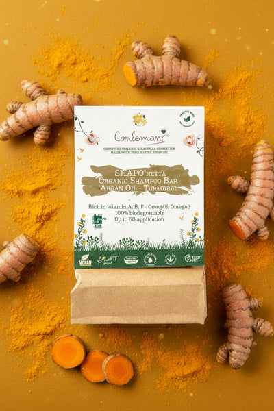 Shapo’netta Organic Shampoo Bar with Argan Oil and Turmeric by Conlemany®