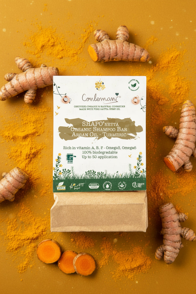 Shapo’netta Organic Shampoo Bar with Argan Oil and Turmeric by Conlemany®