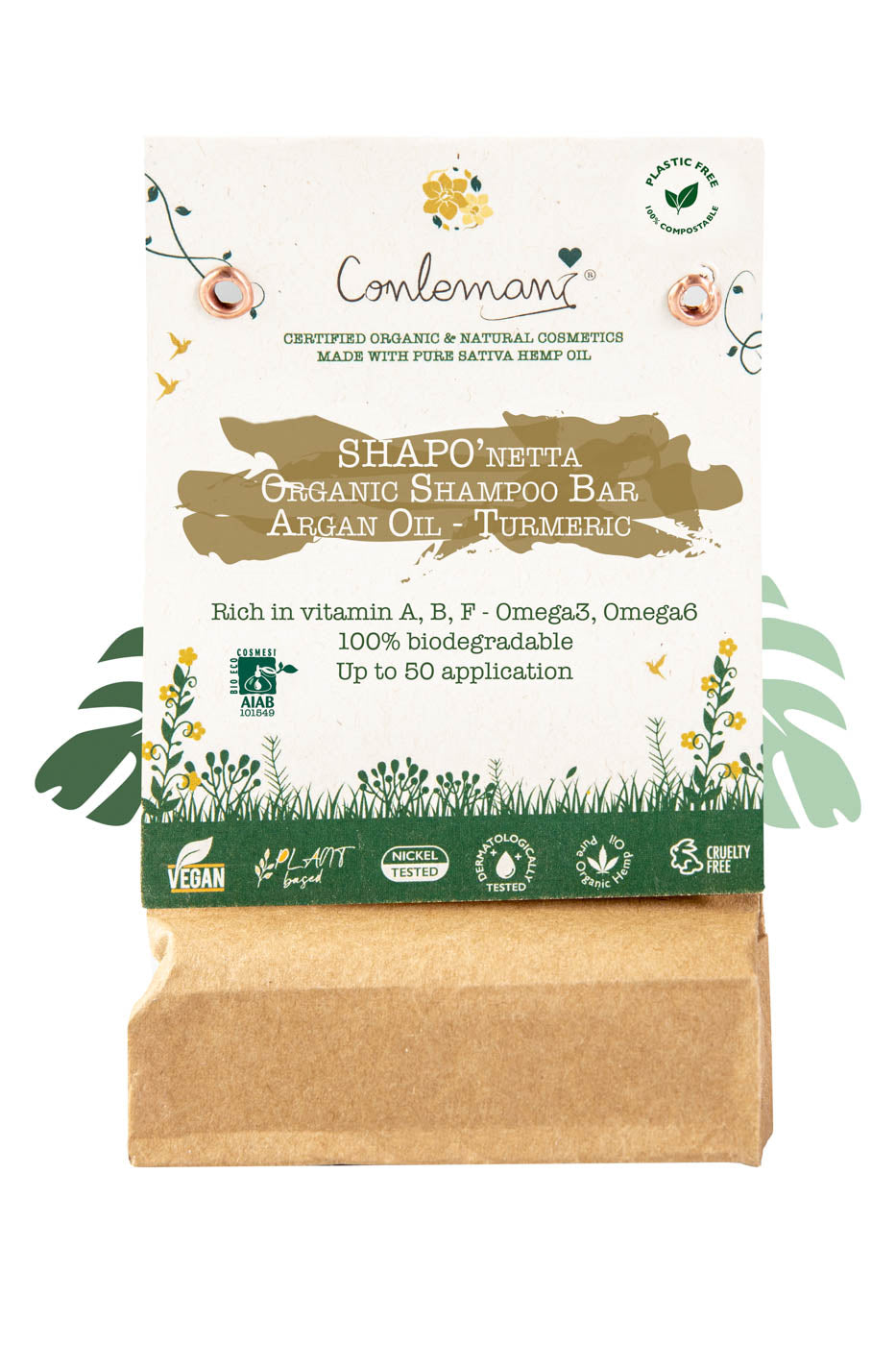 Shapo’netta Organic Shampoo Bar with Argan Oil and Turmeric by Conlemany®