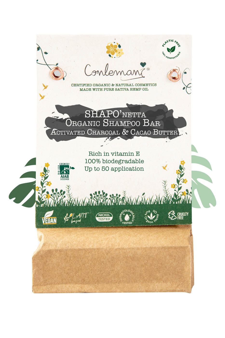 Shapo’netta Organic Solid Bar Shampoo - Activated Charcoal & Cacao Butter