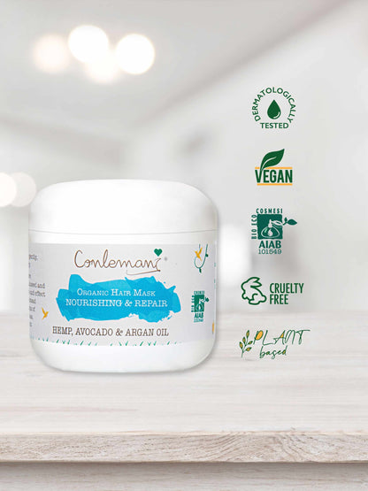 Plant-Based Nourishing & Repair Organic Hair Mask - Avocado, Hemp & Argan Oil